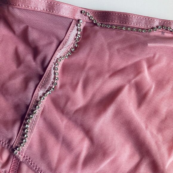 🍒 5/$25 🍒 Pretty Sheer Pink Mesh Underwear with Rhinestones - Picture 3 of 7